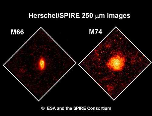Uzyskiwane obrazy satelity Herschel (Cred. ESA)