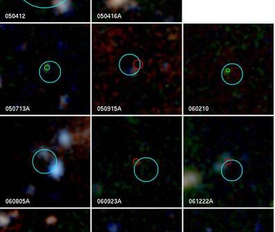 Obrazy galaktyk macierzystych ciemnych rozbłysków z Teleskopu Kecka. Cred. Daniel Perley, Joshua Bloom/UC Berkeley