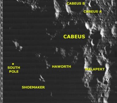 Krater Cabeus - tam uderzył Centaur / Credits - NASA, Lunar Orbiter Image Recovery Project