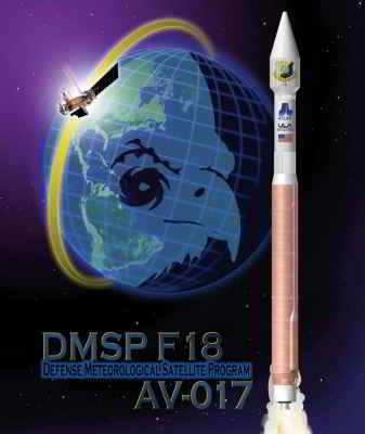 Logo misji Atlas 5 / DMSP F18, credits: ULA Logo misji Atlas 5 / DMSP F18, credits: ULA