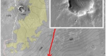 Planowana trasa do krateru Endeavour. Na grafice został także zaznaczony fragment zdjęcia z sondy MRO pokazujący krater znajdujący się na planowanej trasie.