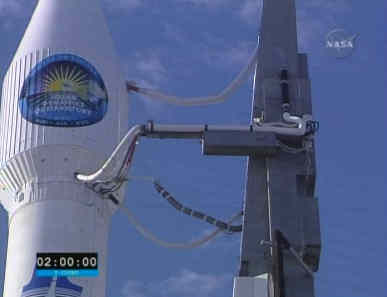 Zbliżenie na osłonę ładunku rakiety Atlas V, credits: NASA TV