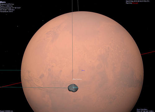 Symulacja  zbliżenia sondy Mars Express do Fobosa / Credits - ESA