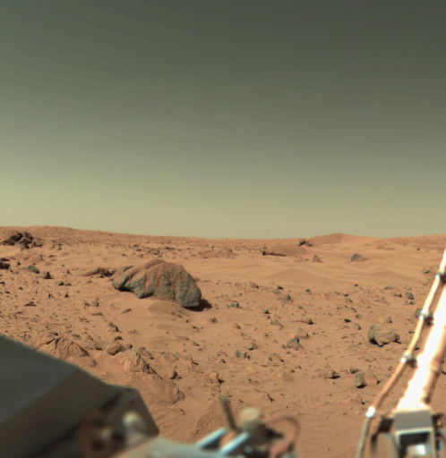 Zdjęcie powierzchni Marsa wykonane przez próbnik Viking 1, skała Big Joe na drugim planie po lewej ma około 2 metrów, 17 lutego 1978, sol 556., Credits: NASA - domena publiczna
