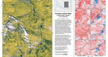 fotomapa satelitarna powodzi w dolinie Wisły, 23 maja 2010. Dane sensora MODIS. Ryc. Andrzej Kotarba/Uniwersytet Jagielloński