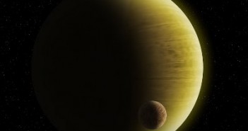 Gazowy gigant ze skalistym egzoksiężycem - przypuszczalny wygląd HD 1690 b / Credits - K. Kanawka