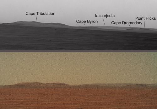 Porównanie jakościowe nowo opublikowanej panoramy oraz kompozycji zdjęć jpg (NASA/JPL/Ant)