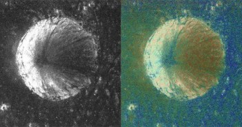 Mały krater wewnątrz krateru Rozhdestvenskiy. Czy wewnątrz tego krateru znajduje się lód? /Credits - NASA