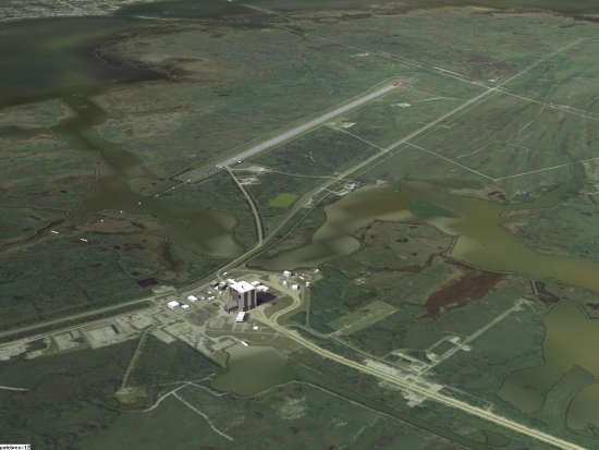 Okolice Kennedy Space Center widoczne w niewielkiej wysokości w symulatorze Orbiter (orbit.medphys.ucl.ac.uk/)