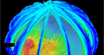Mapa atmosfery Marsa sporządzona przez instrument Mars Climate Sounder sondy Mars Reconnaissance Orbiter