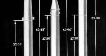 Porównanie rakiet Redstone, Jupiter oraz Mercury-Redstone (NASA/MSFC-75-SA-4105-2C)