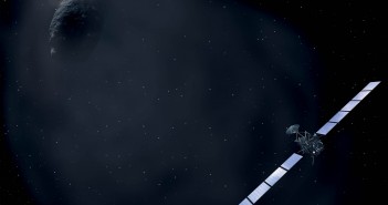 Sonda Rosetta i kometa 67P - wizja artystyczna / Credit: ESA & AOES Medialab