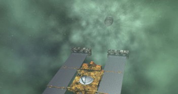 Wizja artystyczna sondy Stardust, zbliżającej się do komety Tempel 1 (Lockheed Martin)