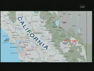Umiejscowienie Mono Lake w Kalifornii / Credits - NASA TV