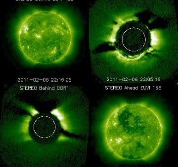 Mozaika obrazów przesłanych przez sondy STEREO Ahead i Behind / Credits - NASA
