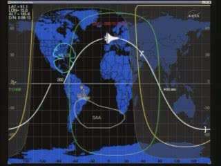 16:29 CET - pozycja promu Discovery na orbicie 202 / Credits - NASA TV