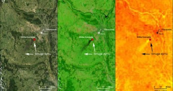 10 maja - pożar w Wólce Kosowskiej okiem satelity Aqua / Credits: NASA/GSCF/CBK PAN/A.Kotarba