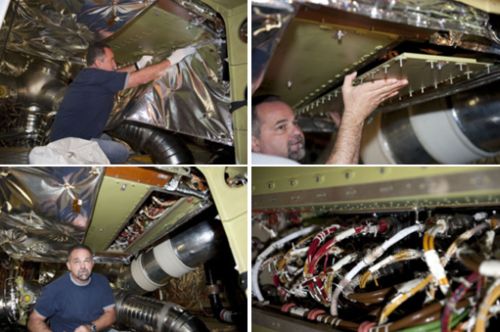 Technik NASA zdejmuje ochronę termiczną a następnie pokrywę, celem uzyskania dostępu do uszkodzonej ALCA-2 / Credits: NASA/Kim Shiflett Technik NASA zdejmuje ochronę termiczną a następnie pokrywę, celem uzyskania dostępu do uszkodzonej ALCA-2 / Credits: NASA/Kim Shiflett