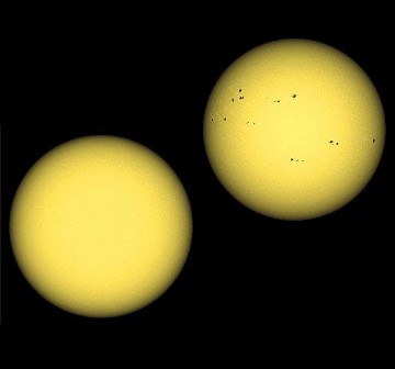 Minimum (z lewej) i maksimum (z prawej) słoneczne / Credits - NSO i AFRL