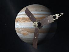 Juno na orbicie okołojowiańskiej - wizualizacja / Credits: NASA