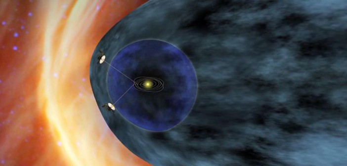 Sondy Voyager 1 i 2 na tle Układu Słonecznego / Credits: NASA