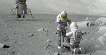 Wizja powrotu na Księżyc w ramach Flexible Path - w tle mały lądownik wielokrotnego użytku / Credits - NASA, Boeing