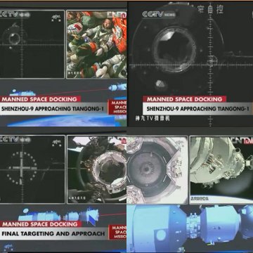 Cumowanie Shenzhou-9 do Tiangong-1 - 24.06.2012 / Credits - CCTV