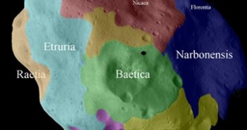 Obszary planetoidy Lutetia / Credits - Thomas et al., Planetary and Space Science Special Issue, 2012