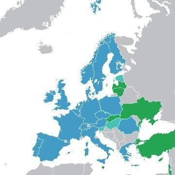 Państwa członkowskie ESA (kolor niebieski) oraz współpracujące (kolor zielony) - stan na 2013 rok / Credits - Wikimedia Commons