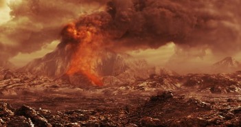 Artystyczna wizja wulkanu na Wenus / Credits - ESA, AOES