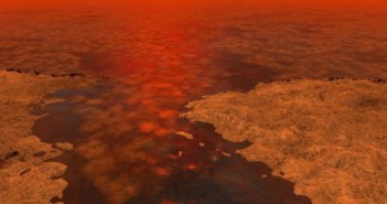 Ilustracja stanowi artystyczną koncepcję morza na Tytanie skutego lodowym polem. (Credit: NASA/JPL-Caltech/USGS)