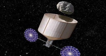 Sonda przechwytująca asteroidę - wizualizacja / Credits: Rick Sternbach - KISS