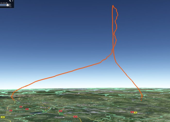 Wznoszenie i opadanie lotu balonu SEBA-2 / Credits - google earth