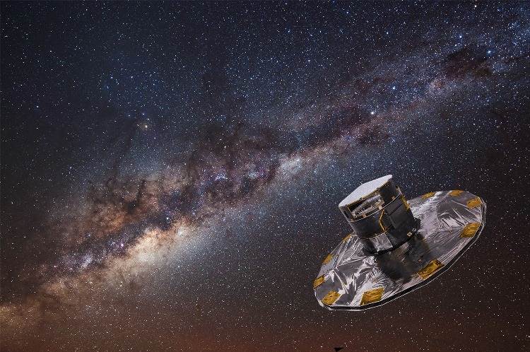 Gaia obserwująca Drogę Mleczną - wizualizacja / Credits: ESA, ATG medialab, ESO (S. Brunier)