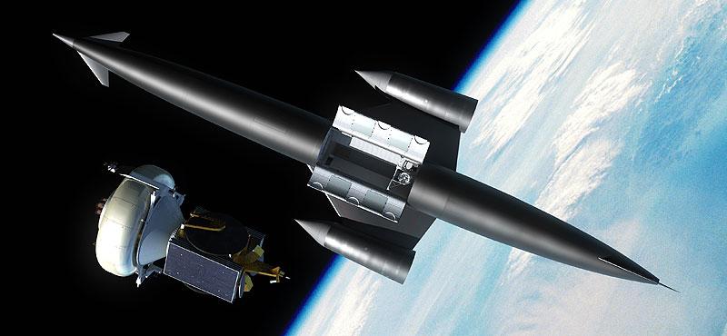 Grafika rakietoplanu Skylon na orbicie podczas uwalniania ładunku / Credits: Reaction Engines