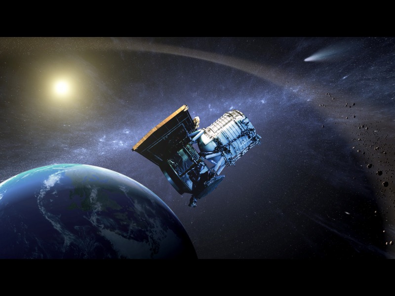 WISE na orbicie okołoziemskiej - wizja artystyczna / Credits: NASA-JPL