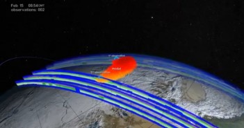 Kadr z filmu NASA o NPP obserwującym smugę meteorytu czelabińskiego / Credits: NASA
