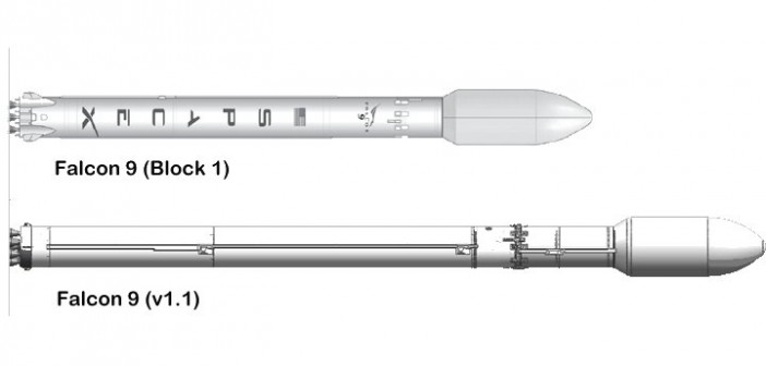Porównanie rakiet Falcon 9 i Falcon 9 v 1.1 / Credits - SpaceX