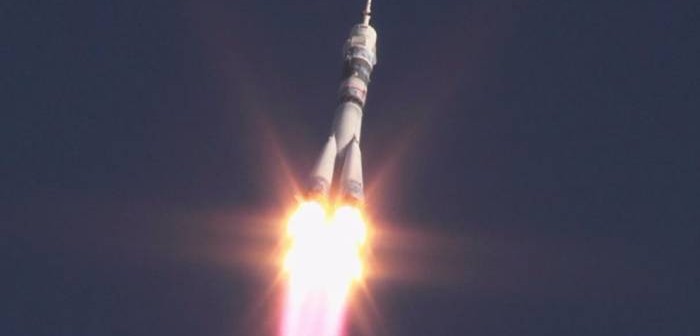 Start rakiety ze statkiem załogowym Sojuz TMA-11M / Credits: NASA TV