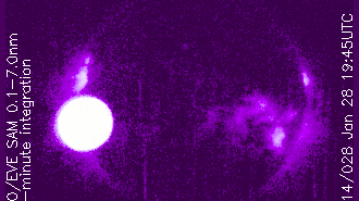Rozbłysk klasy M4.9 z 28 stycznia 2014 / Credits - NASA, SDO