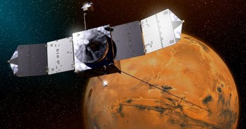 Sonda MAVEN na orbicie Marsa - wizualizacja / Credits: NASA-GSFC