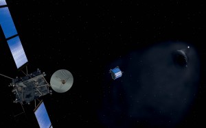 Philae opadający na jądro komety 67P / Credits - ESA