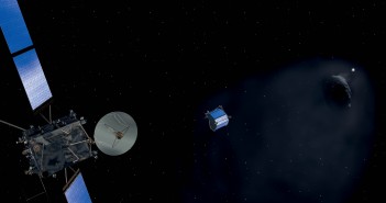 Philae opadający na jądro komety 67P / Credits - ESA