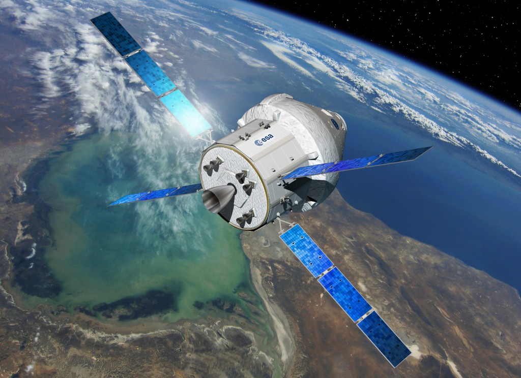 MPCV Orion z europejskim modułem serwisowym ESM, wizualizacja / Credits: ESA/D. Ducros