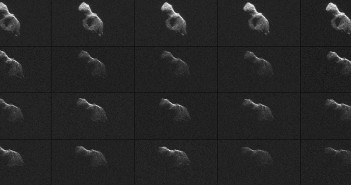 Asteroida 2014 HQ124 zobrazowana przez radioteleskopy w Arecibo (górny rząd) i Goldstone (pozostałe rzędy) / Credit: Marina Brozovic i Joseph Jao, JPL- Caltech / NASA / USRA / Arecibo Observatory / NSF