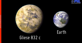 Porównanie Gliese 832 c do Ziemi / Credits - PHL @ Arecibo