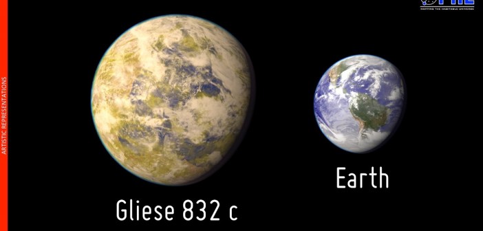 Porównanie Gliese 832 c do Ziemi / Credits - PHL @ Arecibo