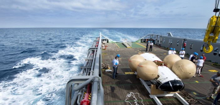 Prototyp IXV na pokładzie statku Nos Aries. Wybrzeże Toskanii, 23 czerwca 2014 / Credits: NERI - Livorno (I)