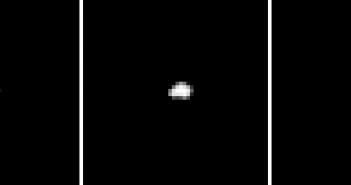 Kometa 67P/Czuriumow-Gieriasimenko sfotografowana 4 lipca przez sondę Rosetta. Każdy kadr dzielą 4 godziny. Odległość od komety ok. 37000 km. Rozdzielczość ok. 700 m/piksel.Credits: ESA/Rosetta/MPS for OSIRIS Team MPS/UPD/LAM/IAA/SSO/INTA/UPM/DASP/IDA