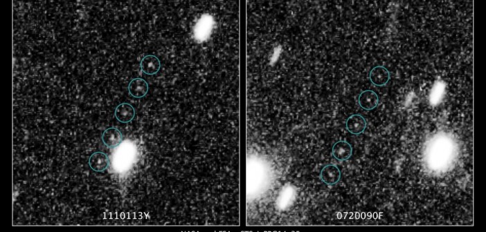 Potencjalni kandydaci znalezieni przez Teleskop Hubble dla misji New Horizons / Credits: NASA, ESA